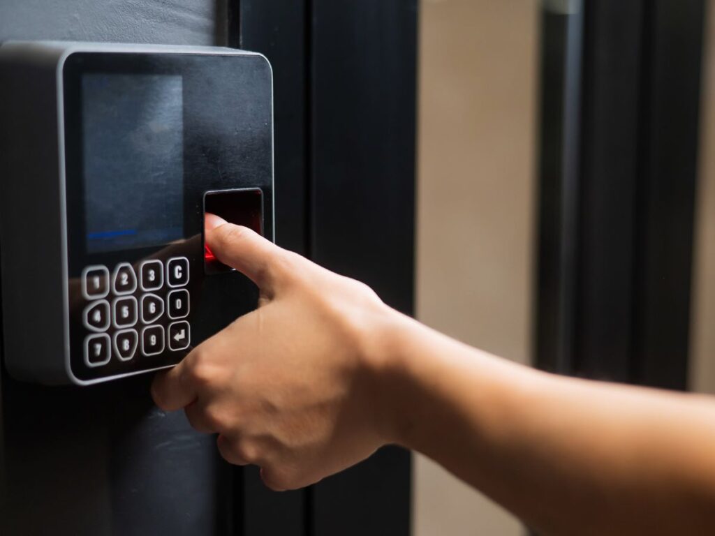 Finger scanning on a keyless entry keypad with fingerprint access